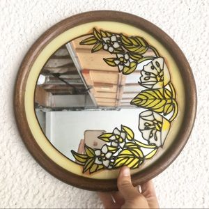 Vintage Floral Round Small Mirror